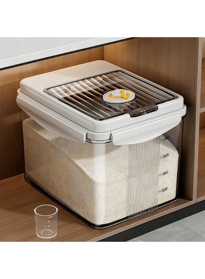 حافظة أرز محكمة الإغلاق 5 كجم – علبة تخزين طعام مع مؤقت نضارة وغطاء مغناطيسي | منظم مطبخ للحبوب - Image 1